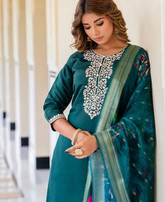 dark-green fancy viscose rayon kurta set 3