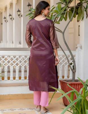 purple fancy silk blend long kurti 4