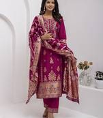 pink fancy jacquard kurta set