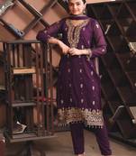 wine fancy georgette kurta set