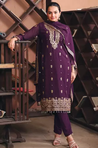 wine fancy georgette kurta set
