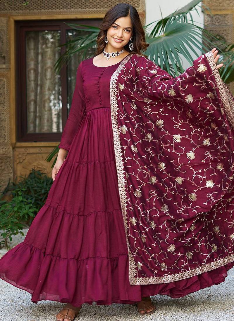 burgundy fancy pure silk kurta set
