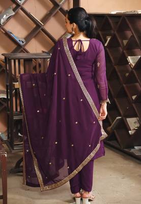 wine fancy georgette kurta set 3