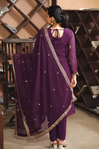 wine fancy georgette kurta set