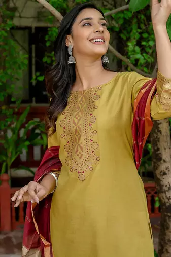 white fancy blended cotton kurta set