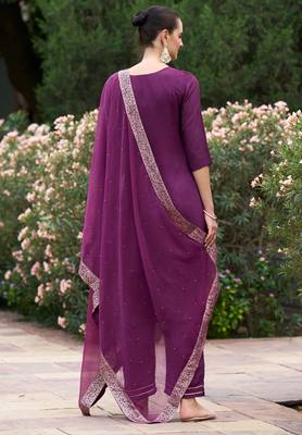 purple fancy viscose rayon kurta set 4