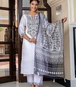 white fancy silk blend kurta set