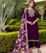 purple fancy viscose rayon kurta set