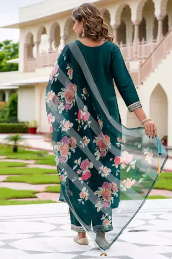 green fancy viscose rayon kurta set