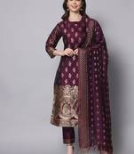 wine fancy cotton silk kurta set