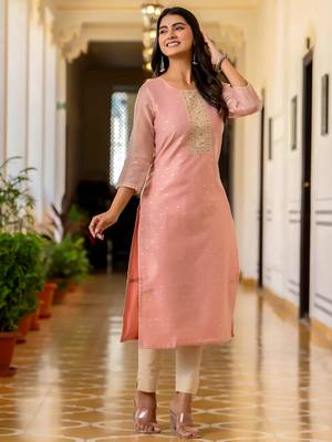 baby-pink fancy silk blend kurta set 3