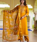 mustard fancy viscose rayon kurta set
