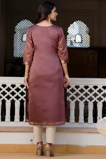 purple fancy silk blend long kurti