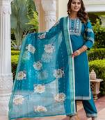 blue fancy viscose rayon kurta set