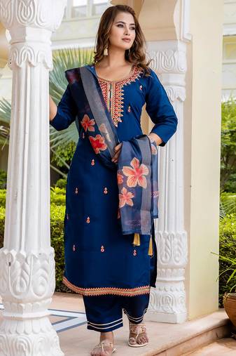 blue fancy viscose rayon kurta set
