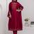 red fancy silk kurta set