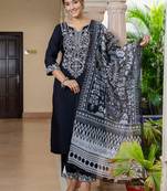 black fancy silk blend kurta set