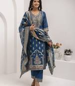 teal fancy jacquard kurta set