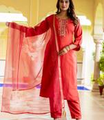 peach fancy viscose rayon kurta set