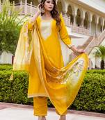 yellow fancy viscose rayon kurta set