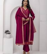 scarlet-red fancy silk kurta set