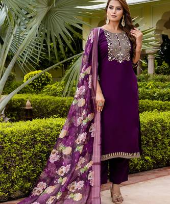 purple fancy viscose rayon kurta set 2