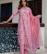 multicolor fancy blended cotton kurta set