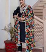 black fancy silk blend kurta set