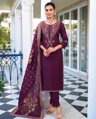 purple fancy pure viscose kurta set 1