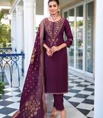 purple fancy pure viscose kurta set