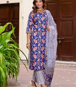 multicolor fancy blended cotton kurta set