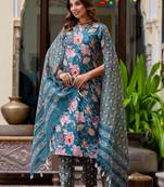 multicolor fancy blended cotton kurta set