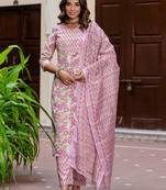 multicolor fancy blended cotton kurta set