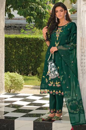 green fancy pure viscose kurta set