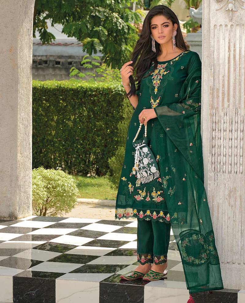 green fancy pure viscose kurta set