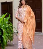 multicolor fancy blended cotton kurta set