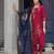 scarlet-red fancy silk kurta set