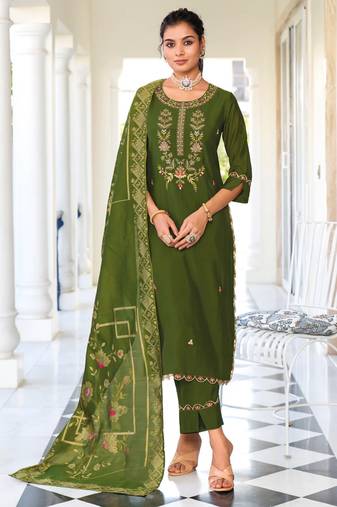 mehendi fancy pure viscose kurta set
