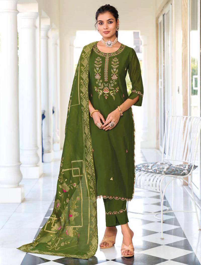 mehendi fancy pure viscose kurta set