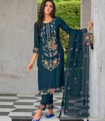 teal fancy pure viscose kurta set