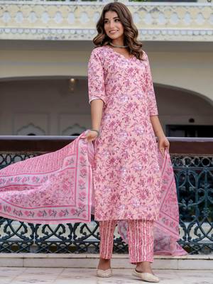 multicolor fancy blended cotton kurta set 2