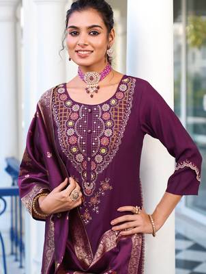 purple fancy pure viscose kurta set 2