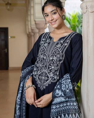black fancy silk blend kurta set 2