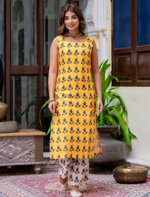 multicolor fancy blended cotton kurta set 2