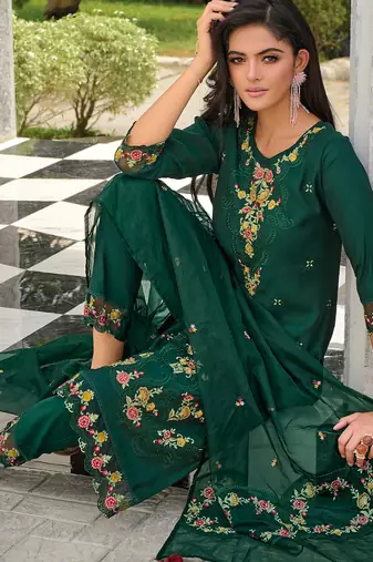 green fancy pure viscose kurta set