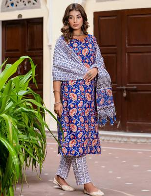 multicolor fancy blended cotton kurta set 2