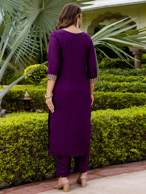 purple fancy viscose rayon kurta set 4