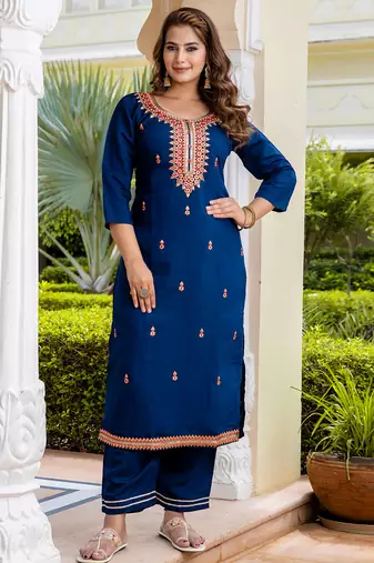 blue fancy viscose rayon kurta set