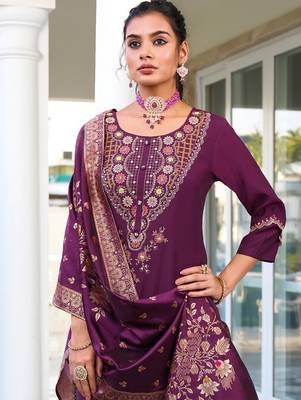 purple fancy pure viscose kurta set 3