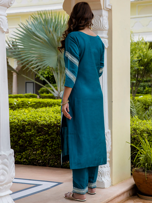 blue fancy viscose rayon kurta set 4